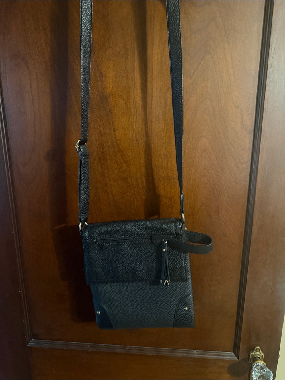 Classic Black Leather Crossbody Bag for Men